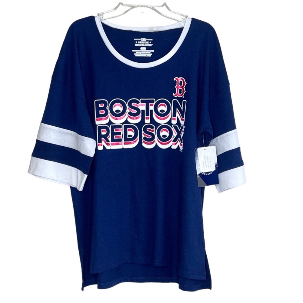 Boston Red Sox Split Hem Metallic Shirt size Medium